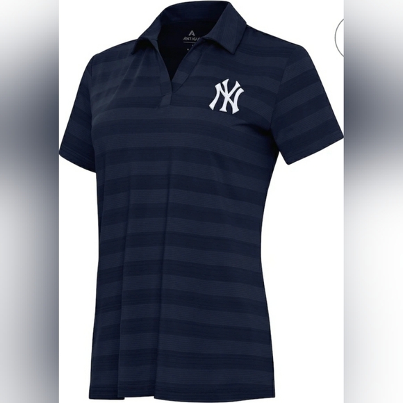 Women's New York Yankees Antigua Navy Patch Tunnel Polo - 2 XL - Picture 1 of 11